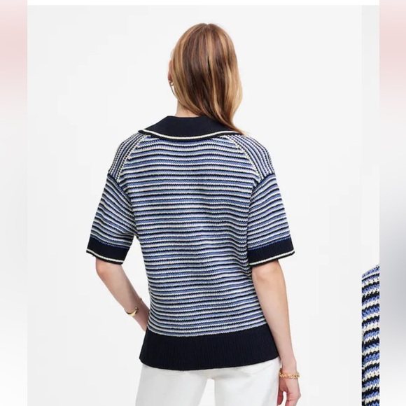 Madewell // NWOT Striped Johnny-Collar Sweater Tee - Picture 4 of 9